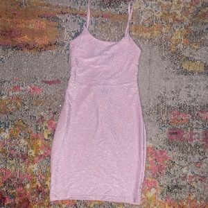 Pink Sparkly open back mini dress